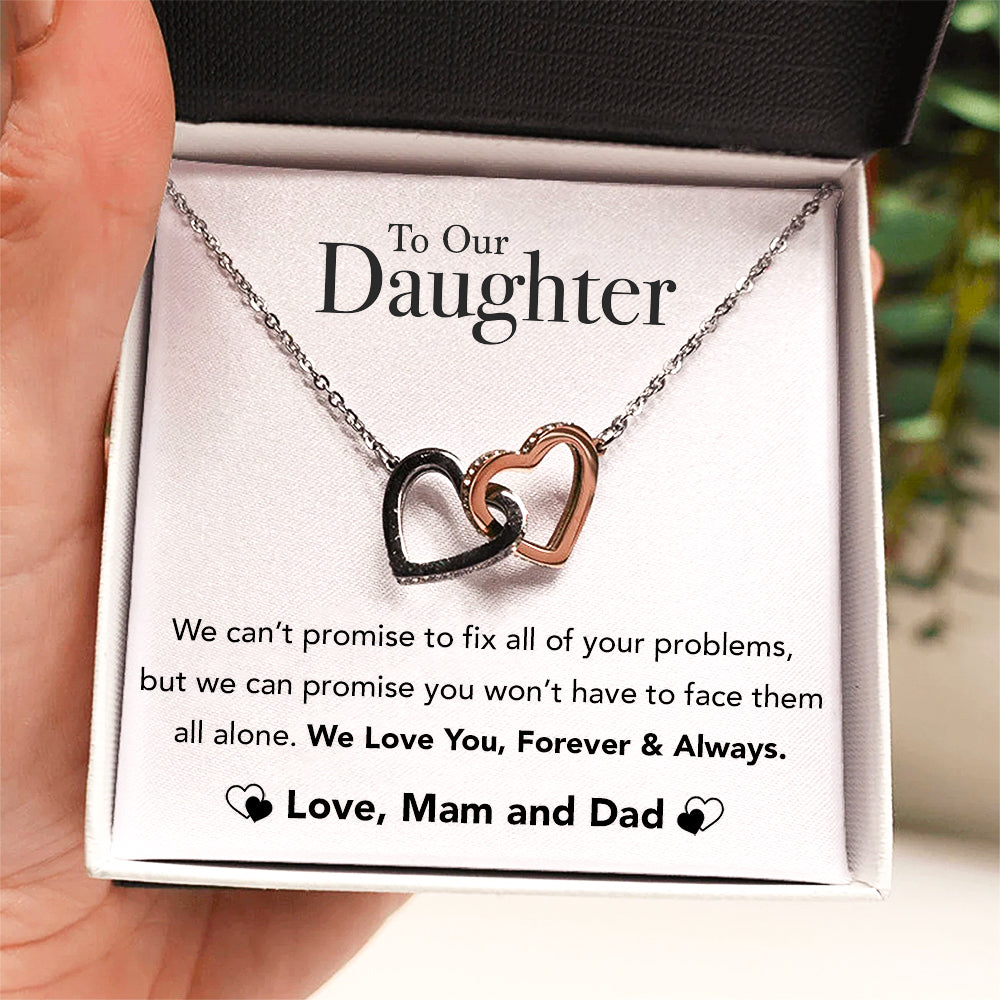 To My Daughter - Forever & Always - Sterling Silver Interlocking Hearts Necklace