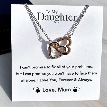 To My Daughter - Forever & Always - Sterling Silver Interlocking Hearts Necklace