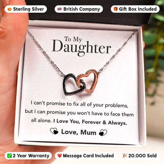 To My Daughter - Forever & Always - Sterling Silver Interlocking Hearts Necklace